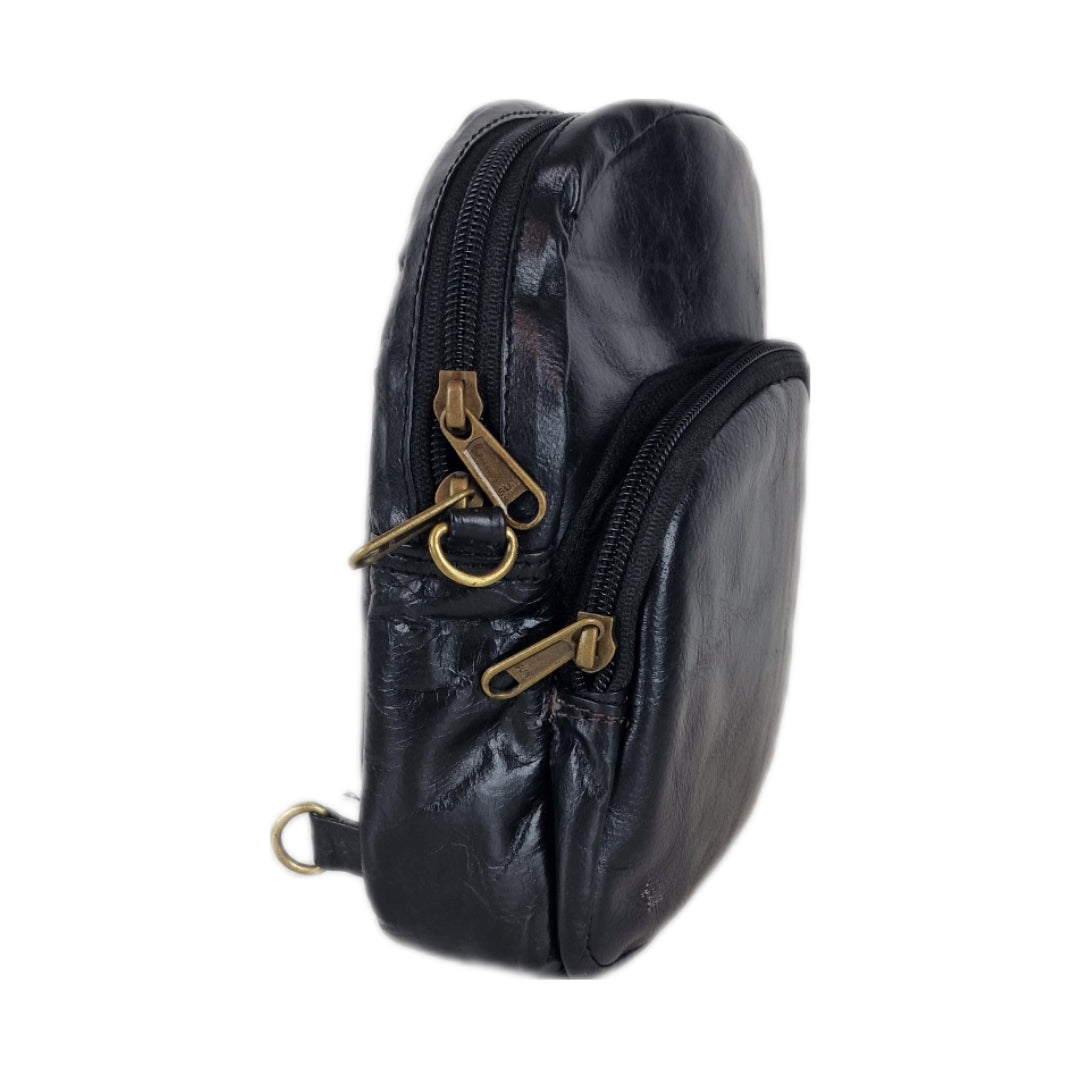 🎒 Sac à Dos En Cuir écologique Noir - Homme/Femme - École - Poche Zippée - Sarani